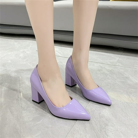 

Follure Fashion Summer Women Pumps Solid Color Pointed Toe Chunky Heel Medium Heel Casual And Comfortable