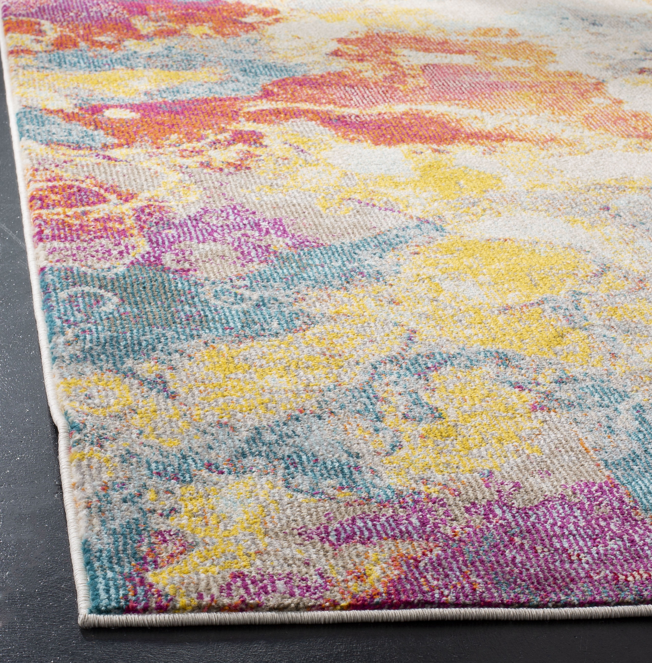 SAFAVIEH Phoenix Seamus Colorful Abstract Runner Rug, Blue/Orange, 2'3" x 8'