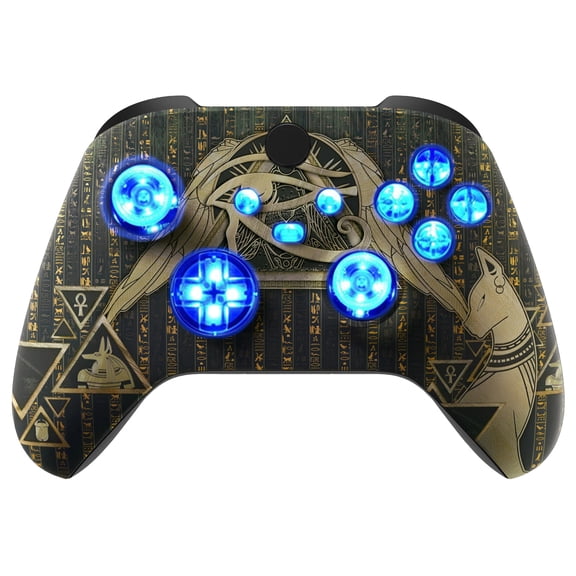 Silent Modz Custom Modded Controller 7 LED Colors Trigger Stopper w/Pro Grips compatible with Xbox Series S, Xbox Series X, Xbox One, and Windows (Eye of Gods)