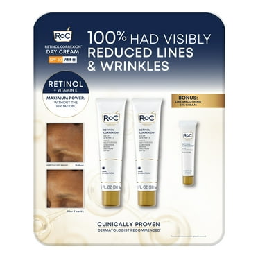 RoC Retinol Correxion Deep Wrinkle Anti-Aging Day Cream SPF 30, 2-Pack   Bonus: Eye Cream