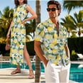 thumbnail image 4 of Yuyamidu Couples Vacation Outfits Matching Sets Lemon Dress for Women Maxi Dress with Pockets Mens Hawaiian Shirts Short Sleeve Beach Tropical Shirts Family Matching Vacation Clothes Men's L, 4 of 7