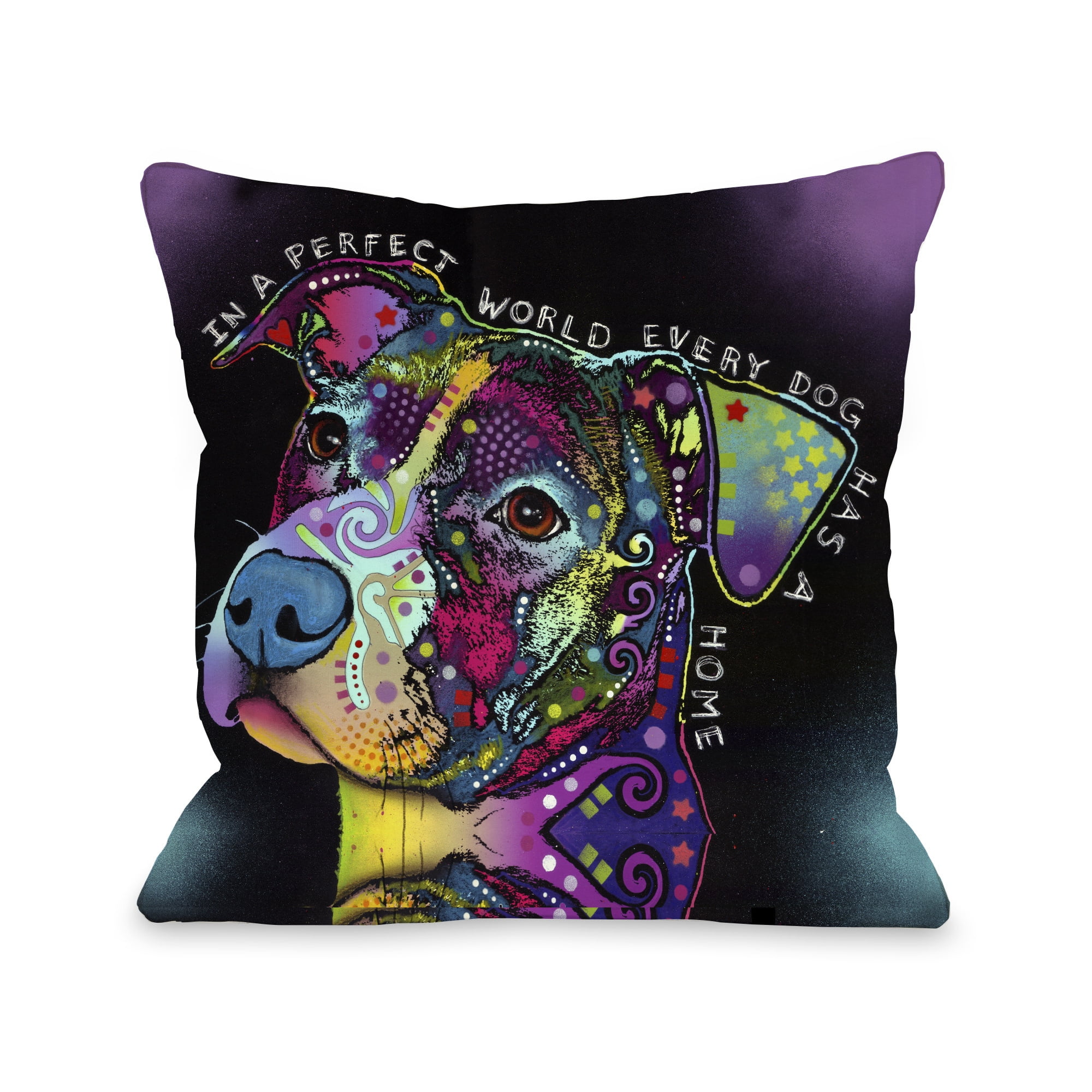 One Bella Casa Holiday Wishes Dog Throw Pillow by Dog is Good Blue 18x 18 