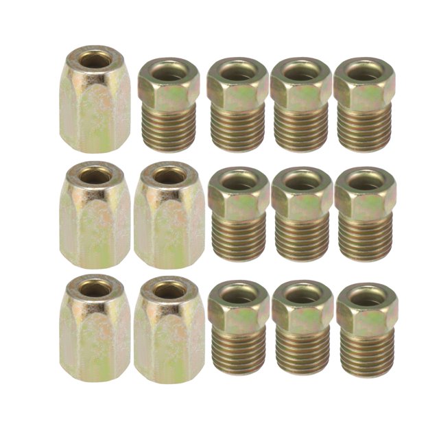 Unique Bargains 15pcs 3/8 Inch-24 Threads Car Brake Line Fittings Assortment for 3/16' Steel Brake Line Tubing 5 Unions 10 Nuts