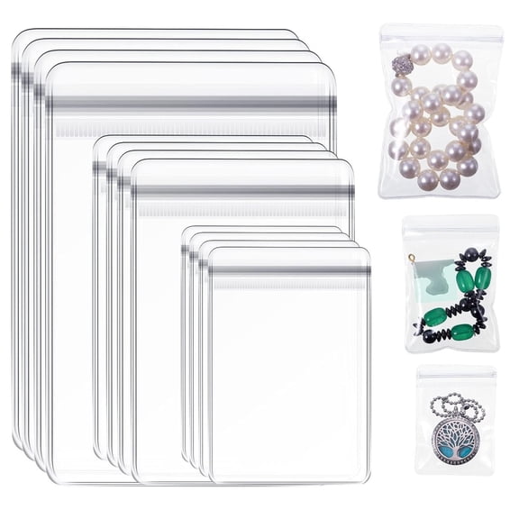 120pcsClear PVC Jewelry Bags Plastic Jewelry Storage Pouch Transparent Rings Earrings Packing Anti Tarnish Bags Small Zipper Lock Pouch for Storage, 3 sizes