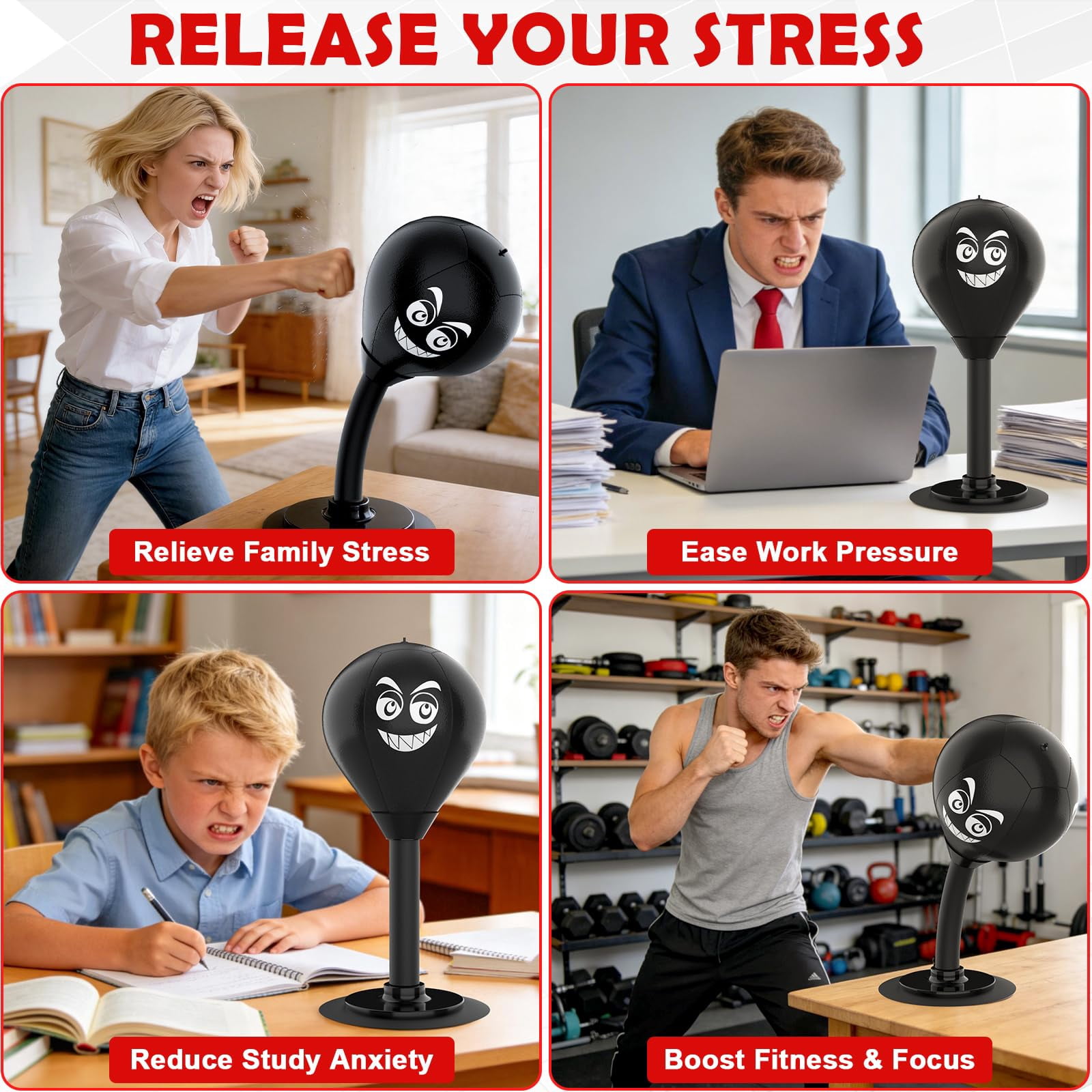 Desktop Punching Bag With Suction Cup - For Office Desk  Heavy Duty Boxing Ball Adults And Fun Gift Coworkers & Friends
