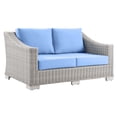 thumbnail image 6 of Modway Conway 4-Piece Outdoor Patio Wicker Rattan Furniture Set in Light Gray Light Blue, 6 of 10