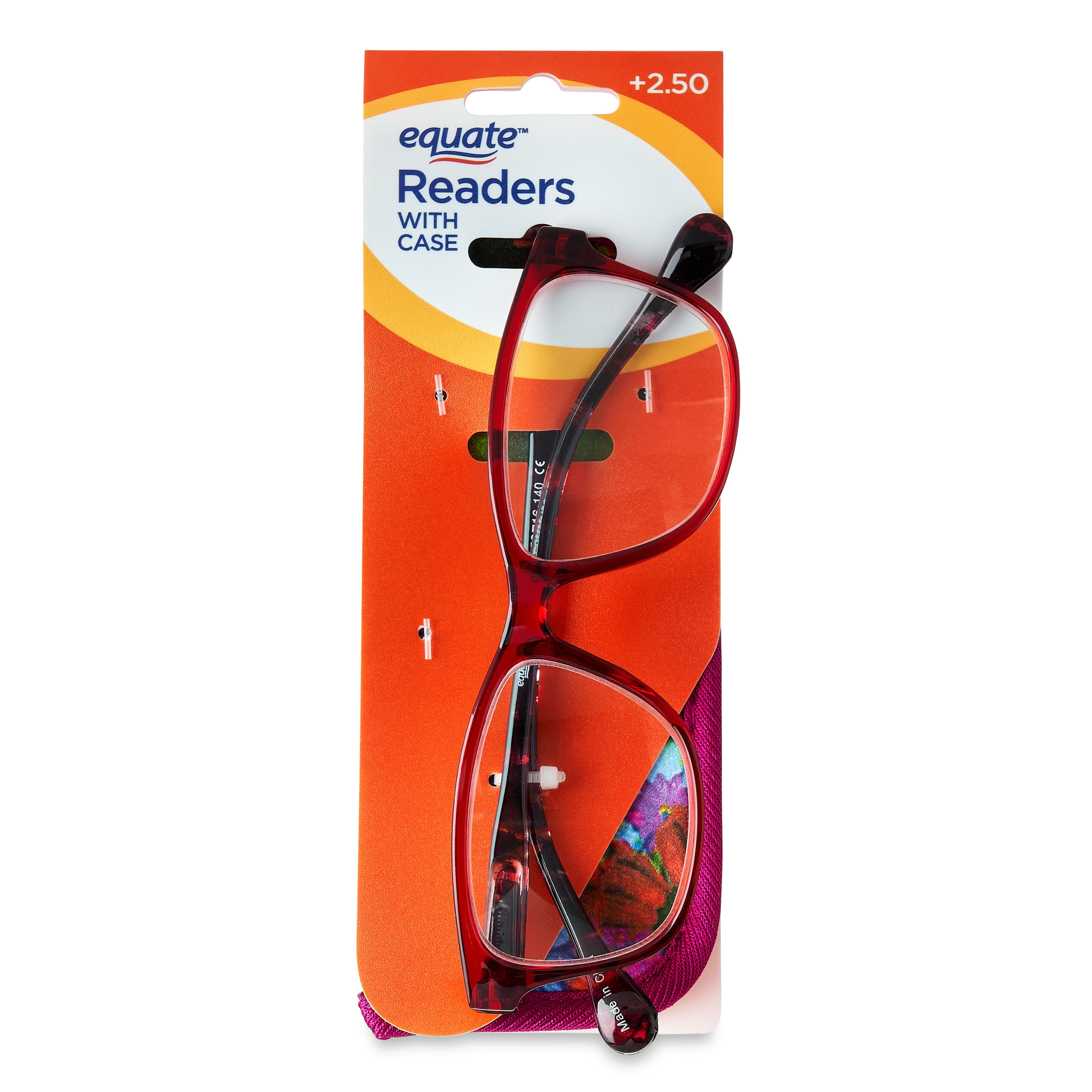 (2 pack) Equate Women's Flora +1.00 Reading Glasses - Red, with Case