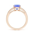 thumbnail image 2 of ANGARA Natural Cushion 2.45 ct Tanzanite Split Shank Ring with Diamonds in 14K Rose Gold for Women (Size-9x7mm) | December Birthstone, Anniversary, Jewelry Gift for Women | Natural Tanzanite Ring, 2 of 7