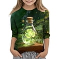 thumbnail image 1 of Tauxra Chandail de la Saint-Patrick pour Adultes, T-Shirt à Manches 3/4 Imprimé Col Rond, T-Shirt Graphique Trèfle Décontracté à Manches Longues pour Activités Festives, 1 of 6