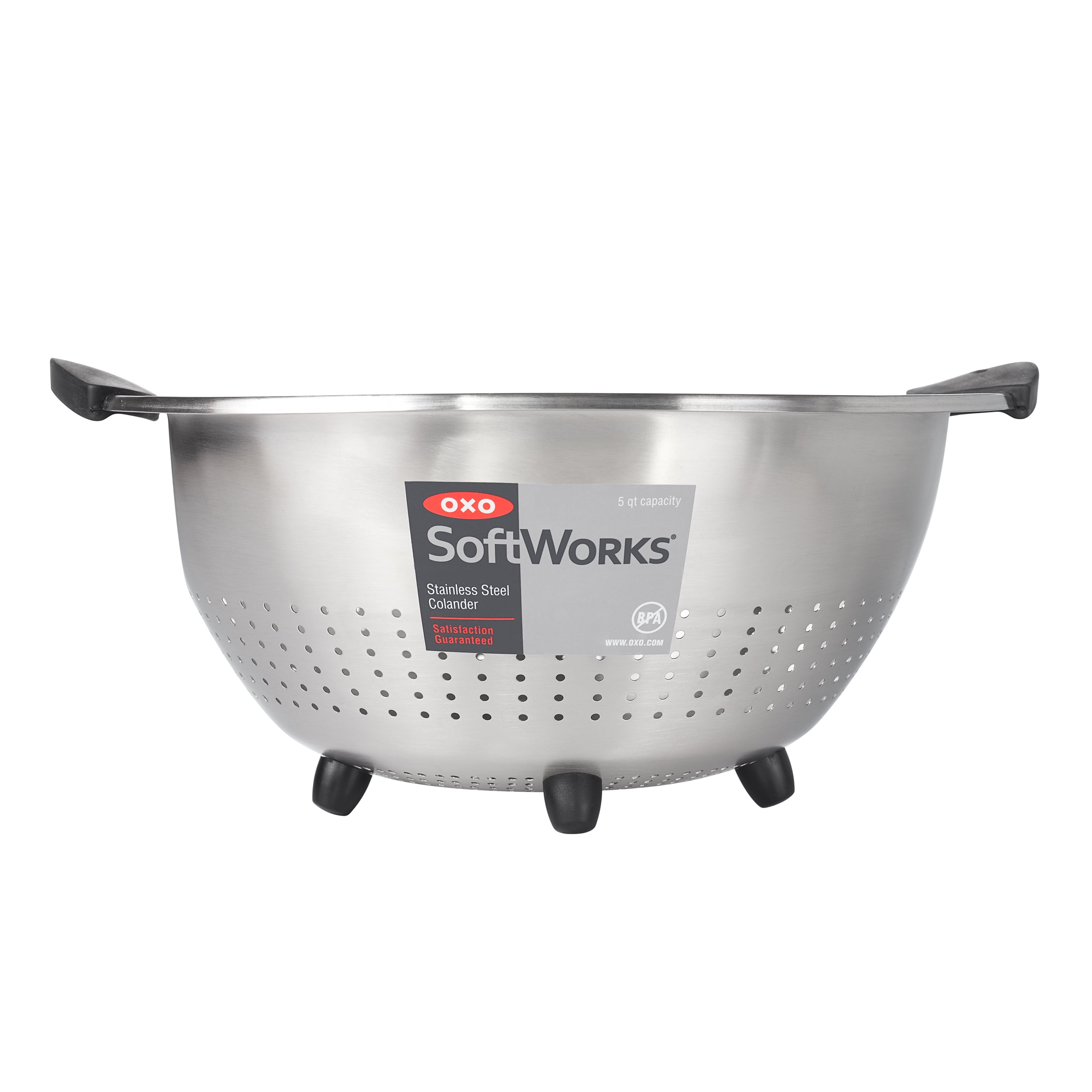 OXO SoftWorks 5 Quart Stainless Steel Colander with Soft Non-Slip Handles and Elevated Base