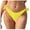 Yellow, variant on Women's Vintage Print Low Waist Brazilian Bikini Bottoms, Drawstring Waist, Polyester and Spandex, for Water Activities