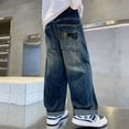 thumbnail image 6 of FJUCHAI 5-15Y Teen Boys' Jeans Denim Pants: Kids Toddler Work Pants, Outside the Casual Drawstring Trousers, 6 of 9