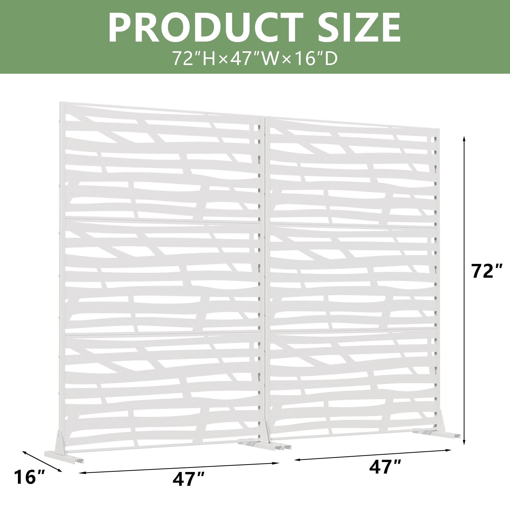 MAYEERTY 72*47in Outdoor Privacy Screen, Wind & Sun Protection Metal Privacy Panel, Privacy Divider for Patio, Balcony, Garden