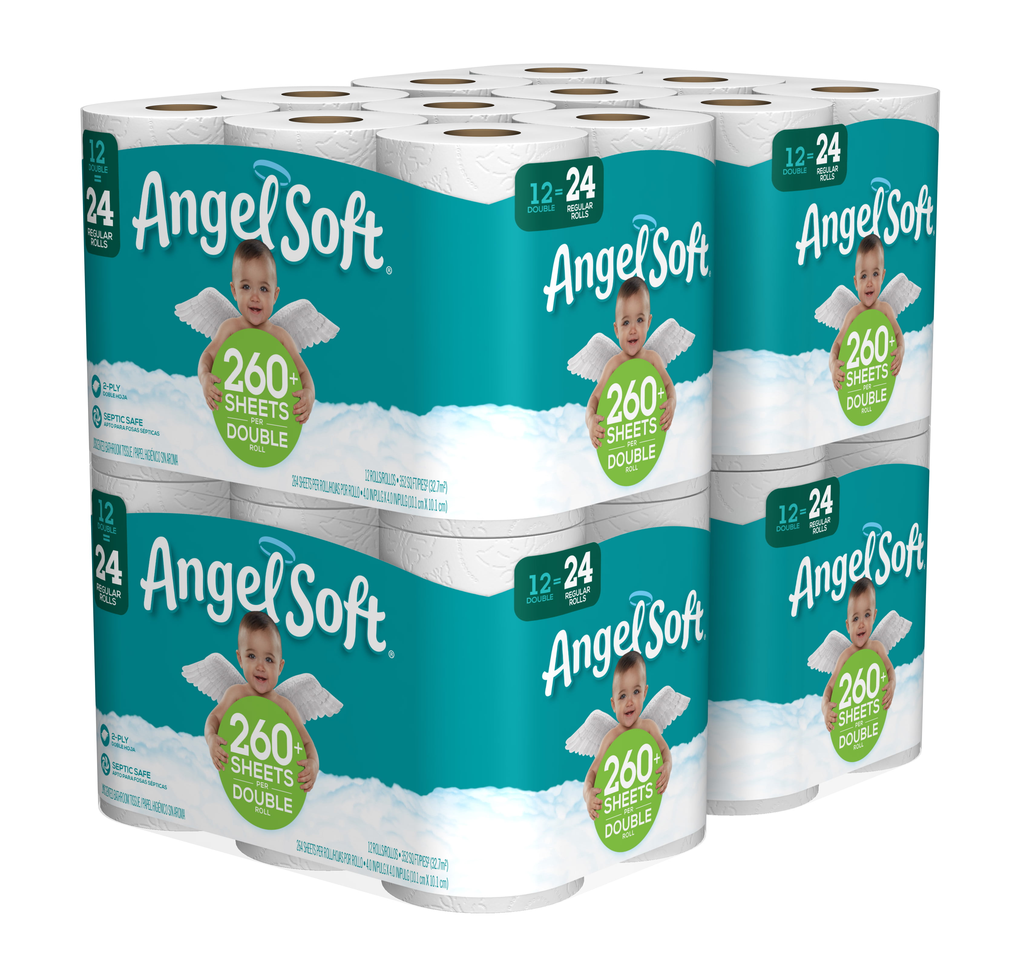 Angel Soft 2 Ply Toilet Paper 48 Double Roll Bath Tissue Strong Septic
