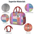 thumbnail image 4 of Lunch Bag Lunch Box for Women Reusable Insulated Lunch Cooler Bags,Large Capacity for Work Travel Picnic,Water-Resistant Pioneer Pieced Patchwork Lunch Tote Bag Gifts for Woman Mom Red, 4 of 6