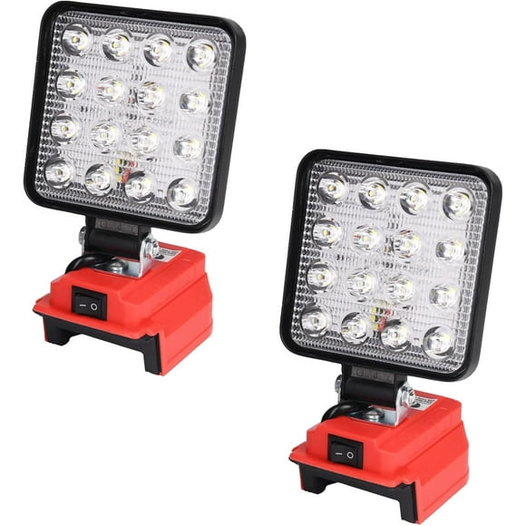 LED Work Light for Milwaukee m18 18v Battery - 48W 4800LM Cordless Flood Light Portable Flashlight with USB & Type-C Charging Port 2 Pack