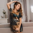 thumbnail image 3 of Gukieu Dapper Cat in Sunglasses Print Women's Nightgown, A-line Round Neck Short-sleeved Nightgown Pajamas Home Wear Suitable for Home and Outing, 3 of 6