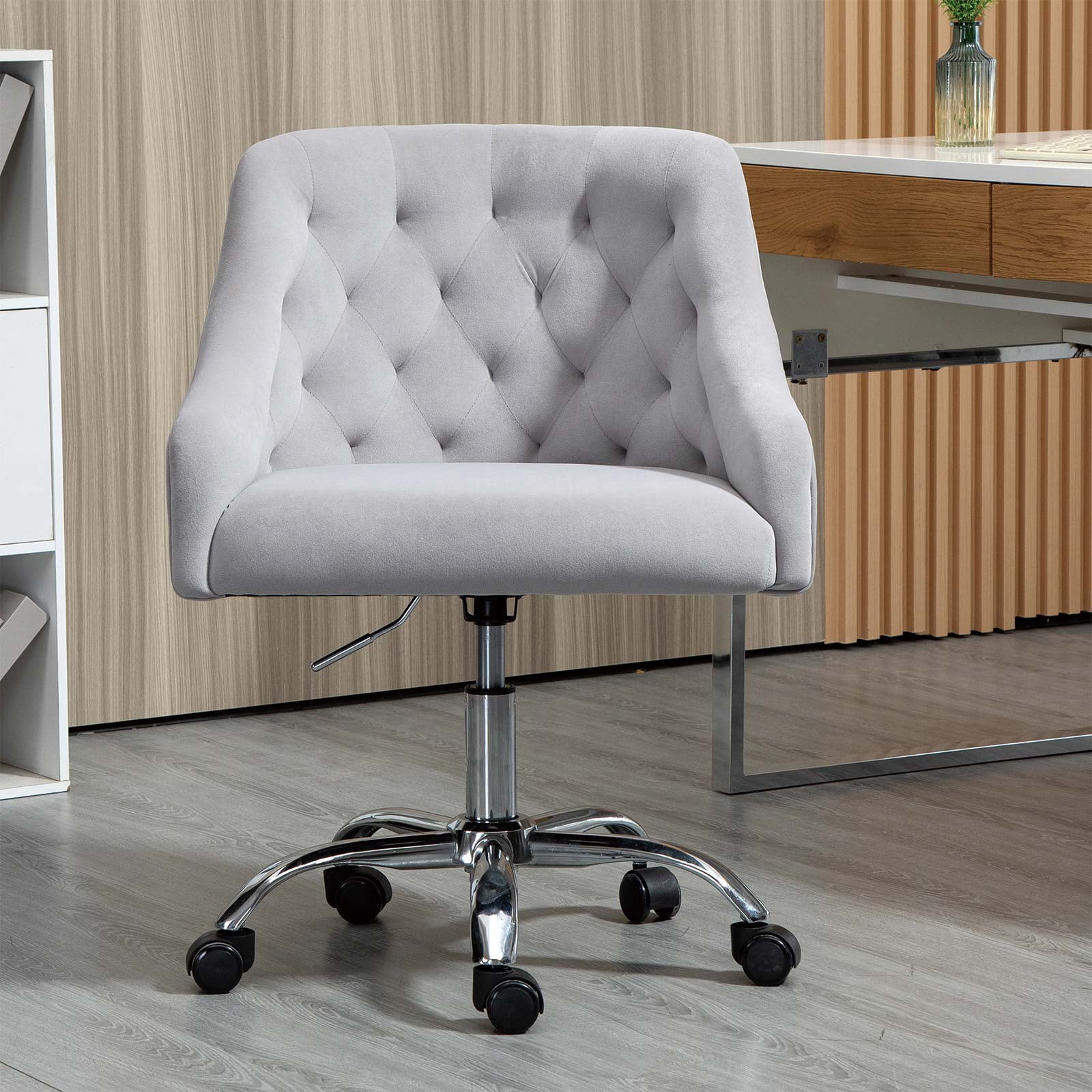 Velvet Fabric Home Office Recliner Adjustable Computer Desk Seat Reception Chair 