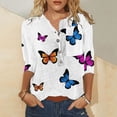 thumbnail image 1 of Hauts Habillés pour Femmes Mode T-shirt Ample Imprimé Blouse Mi-Longue Manches 3/4 Col Rond Hauts Décontractés Hauts Décontractés pour Femmes en Liquidation, 1 of 4
