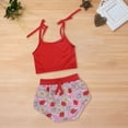 thumbnail image 2 of Gibobby Conjunto de ropa de bebé Conjunto de pantalones cortos estampados de dibujos animados sin mangas de color sólido para Niñas pequeña de 0 a 6 años(Rojo, 18Meses), 2 of 4