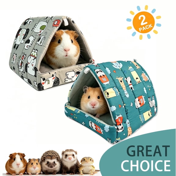 BellaNotes 2 Pack Guinea Pig Hideout,Guinea Pig Bed Washable Small Animal House Cage Accessories for Mouse Chinchillas Hamsters Hedgehogs Ferrets Bearded Dragons and Rats