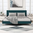 thumbnail image 2 of alazyhome King Size Upholstered Platform Bed Frame, Easy Assemble, Green Velvet, 2 of 6