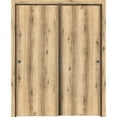 thumbnail image 1 of Sliding Closet Bypass Doors 56 x 84 inches | Planum 0010 Oak | Sturdy Rails Moldings Trims Hardware Set | Wood Solid Bedroom Wardrobe Doors, 1 of 6