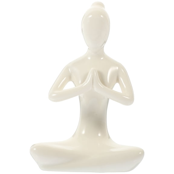 Ceramic Yoga Girl Figurine Meditation Statue Decor Abstract Character Ornament