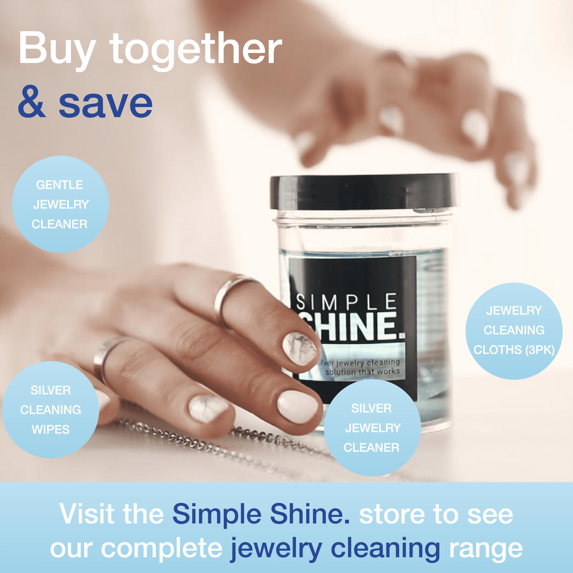 Simple Shine Silver Jewelry Cleaning Kit - Solution, Cloth, Dip Tray