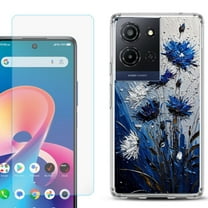 For TCL K32 5G Protective Shockproof Phone Case with Tempered Glass Screen Protector, by OneToughShield - Cornflower