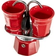 thumbnail image 3 of Bialetti - Mini Express Color: Moka Set includes Coffee Maker 2-Cup (2.8 Oz) + 2 shot glasses, Red, Aluminium, 3 of 5
