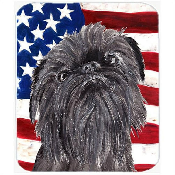 7.75 x 9.25 In. Brussels Griffon USA American Flag Mouse Pad, Hot Pad or Trivet