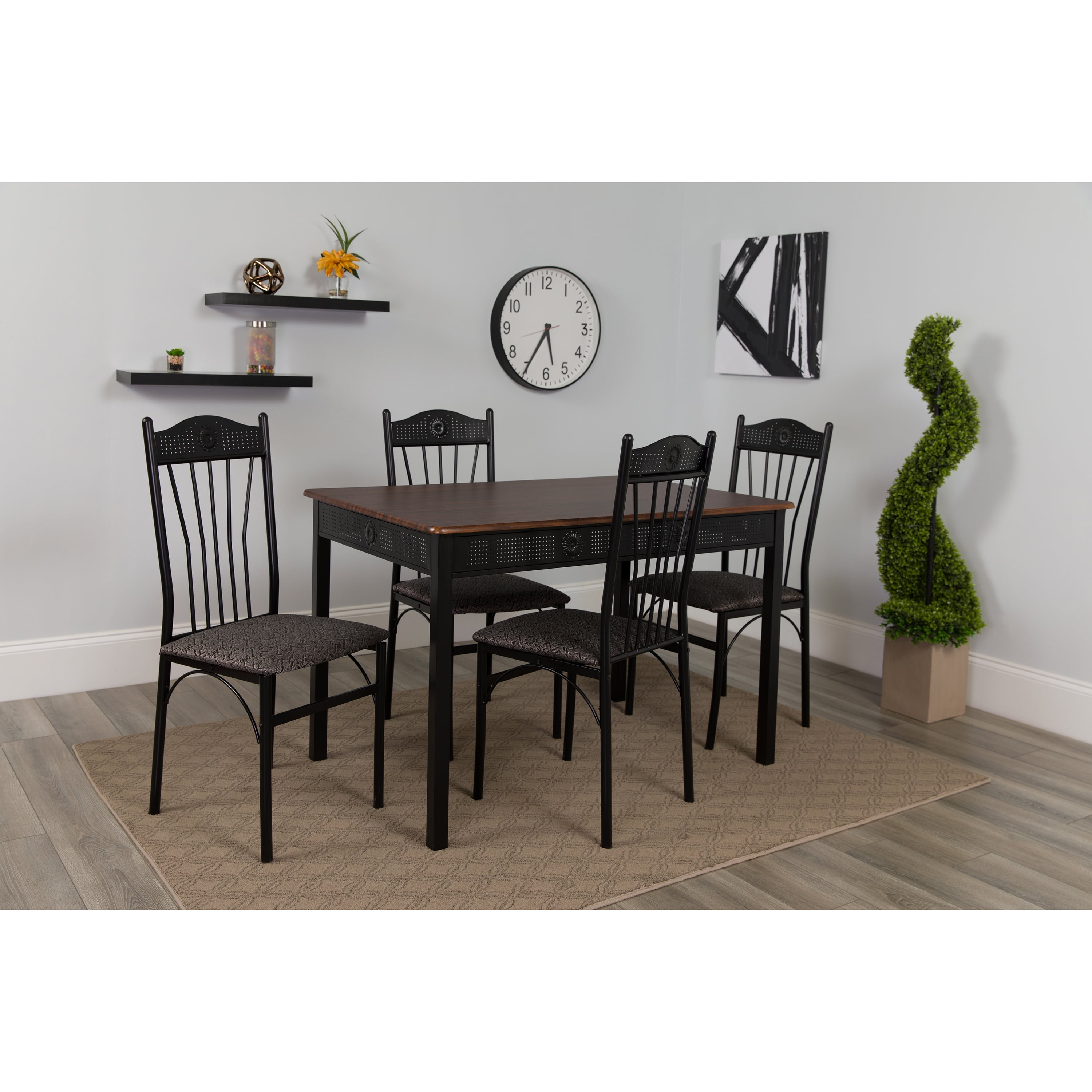 Flash Furniture Madison Square 5 Piece Set with Walnut Finish