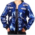 thumbnail image 1 of Yuyuzo Veste à Paillettes pour Femme à Manches Longues, Col Rond, Veste Zippée avec Poche, Tenue de Fête/Boîte de Nuit, Manteau, 1 of 5