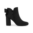 thumbnail image 3 of BLISSFUL STEP Women's Boots Faux Suede Bow Decor Chunky High Heel Round Toe Side Zipper Booties Black 7.5, 3 of 7