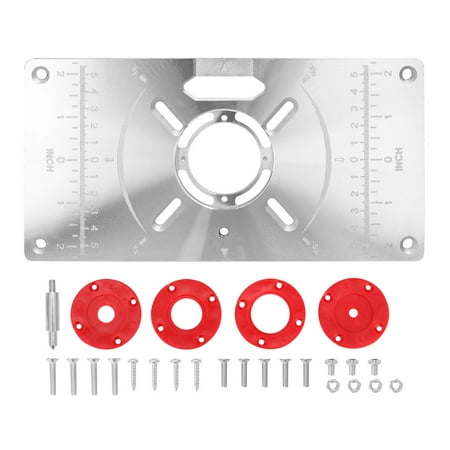 

Htovila Router Table Insert Plate Aluminum Trimming Machine Engraving Flip Board with 4 Rings for Woodworking