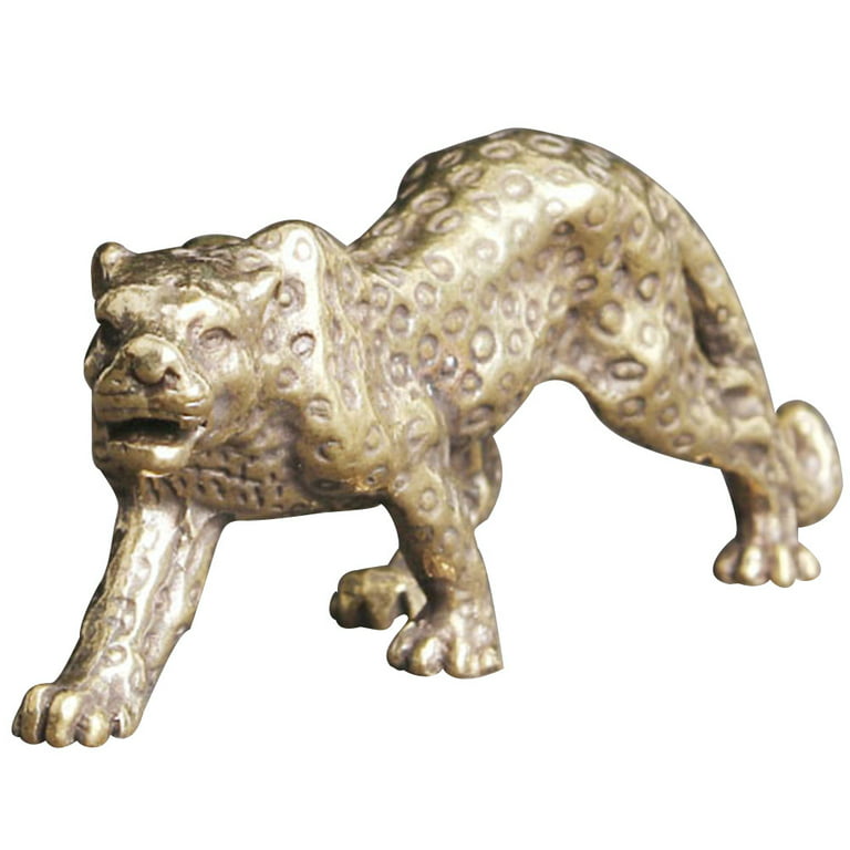 Statue Brass Figurine Decor Animal Sculpture Tabletop Vintage Cheetah  Wealth Statues Craft Adornment Ornament Shui Feng 