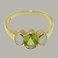 thumbnail image 5 of LBG British Made 14k Yellow Gold Natural Peridot & Opal Womens Anniversary Ring - 33 size options - Size 7.75, 5 of 6