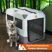 MidWest Homes for Pets Canine Camper, steel frame, soft-sided, mesh windows, 30-inch, Gray