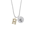 thumbnail image 2 of Delight Jewelry Goldtone Crystal Initial - H - Silvertone Script Initial Disc - E - Charm Necklace, 20"+3", 2 of 4