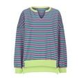 thumbnail image 2 of FRSASU Womens T Shirts Long Sleeve Stripe Color Block V Neck Basic Tee Casual Loose Fit Soft Fall Tops Hot Pink, 2 of 3