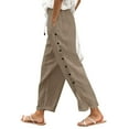 thumbnail image 1 of Lixiuxyad Flowy Wide Leg Pants Women’s Solid Color Elastic Waist Loose Fit Side Button Functional Casual Pants(Yellow), 1 of 4