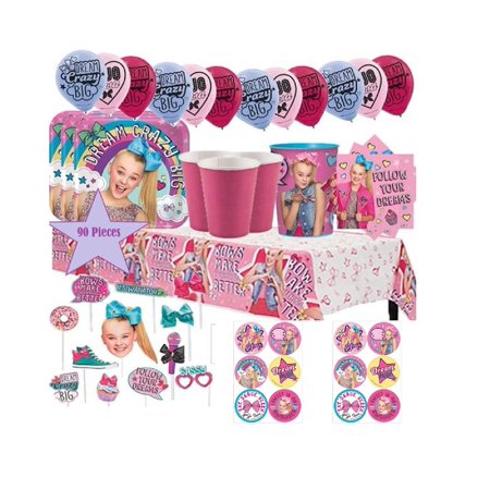 JoJo Siwa Mega Birthday Party Kit For 16 - 90 plus pc w/ Tableware Decorations Props