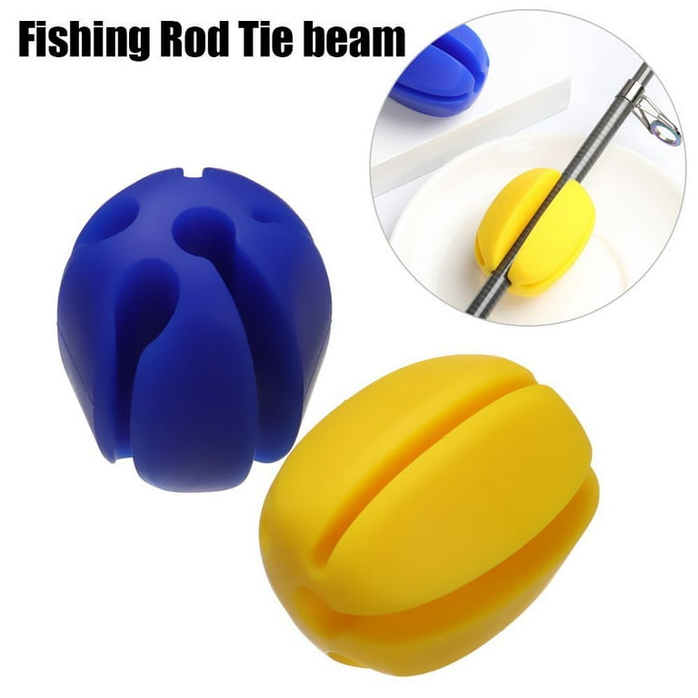 2PCS New Fishing rod storage Yellow/Blue Fishing Accessories egg-shaped  Belt Prevent rod collision tool Fishing Rod Tie beam rod Fastener YELLOW