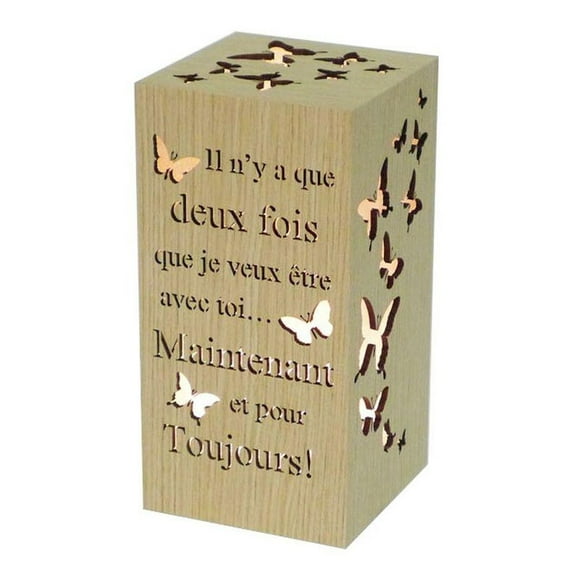 8" Wood Veneer Led "Il N'Y A Que Deux Fos Que Je Veux Etre Avec Toi Maintenant Et Pour Toujours" Night Light