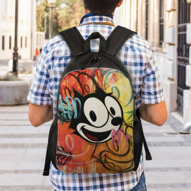 Felix The Cat Anime Backpack Cute Cartoon Casual Students Bookbag Lightweight School Travel Shoulder Bag Daypack For Boys Girls Kids