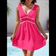 thumbnail image 4 of Vestido Reductor de Cintura, Cómodo, Informal, con Escote en V, Sin Mangas, para y Verano. Rosa XXL, 4 of 5