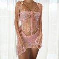 thumbnail image 4 of Suéteres De Punto Sujetador Top Cárdigan Mini Falda Señoras Estilo Y2k Traje De Playa Con Cordones Kuymtek Rosa T L para Mujer, 4 of 7