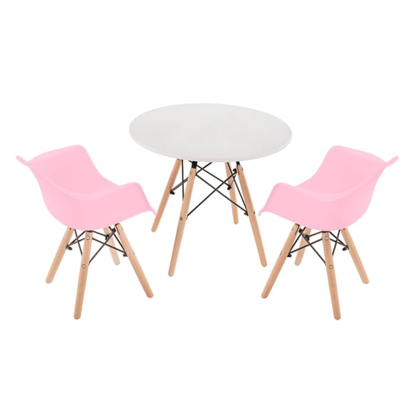 Mesa con 2 Silla Berlin con Descansabrazos infantil (Rosa)
