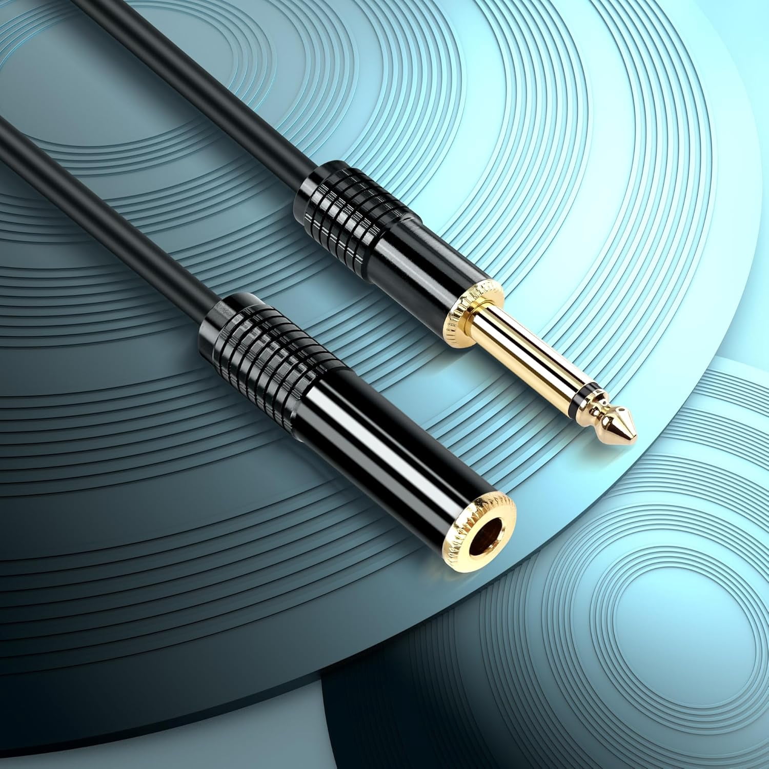 JJEAN-6.5FT 1/4" TS Extension CableGold Plated 1/4" (6.3mm) TS Mono Male to Female Guitar Extension Cable